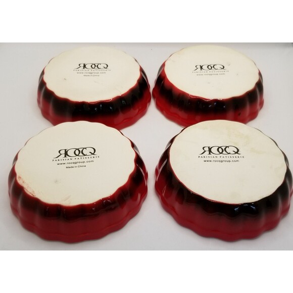 ROCQ Parisian Patisserie 5" Tart Flan Quiche Baking Ramekin Dish Red Ombre 4 ct - Picture 4 of 10